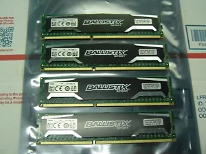 16GB Crucial Ballistix Sport BLS4G3D1609DS1S00.16FED2 DDR3 PC3-12800u 4 x 4GB - Picture 1 of 4