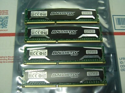 16GB Crucial Ballistix Sport BLS4G3D1609DS1S00.16FED2 DDR3 PC3-12800u 4 x 4GB - Image 1 of 4