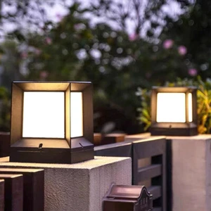 Lámpara de poste de acrílico para exteriores lámpara de pilar de puerta negra iluminación de linterna de jardín y patio - Imagen 1 de 11
