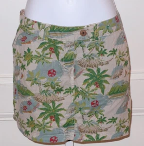 Minifalda para mujer SASTRE VINTAGE NUEVA CON ETIQUETAS estampado de isla reversible/algodón bronceado talla 2 - Imagen 1 de 8