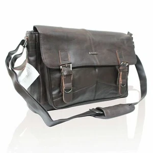 MENS WOMENS REAL LEATHER SATCHEL MESSENGER BAG SHOULDER LAPTOP BAG CABIN HANDBAG - Picture 1 of 16