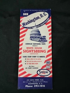 De colección 1963 Washington DC Casa Blanca Americana Tours Turísticos Folleto Mapa de Autobús - Imagen 1 de 6