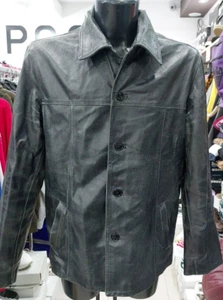 Florence Moon Leather Jacket Used Man Black Size 52 PGC1040PI - Picture 1 of 7