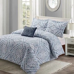 4pc Comforter Set 100% Microfiber Polyester Queen King Floral Garden - Picture 1 of 98