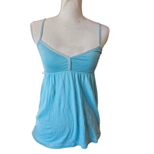 Hollister Y2K Babydoll Tank Top Womens Sz S M Blue 2000s Vintage Retro Preppy - Picture 1 of 11