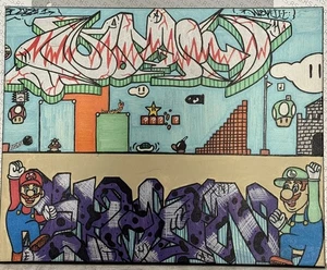 The Super Mario Bros - MAGO - Opera Graffiti di. Quadro mago su tela - Foto 1 di 19