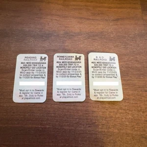 2025 McDonalds Monopoly Eisenbahn #823 #824 & #825 UNEINGELÖST - Bild 1 von 1