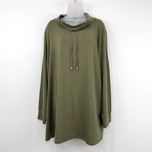 Quacker Factory Pullover Women's 3X Olive Comfy Stretch Sweatshirt Loose - Picture 1 of 12