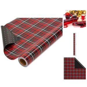 Wende-Jumbo-Geschenkpapierrolle - rot kariert & schwarze Tupfen, 175 Quadratfuß - Bild 1 von 9