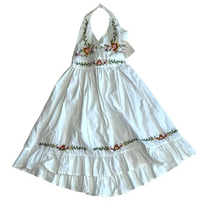 BlueBeri Boulevard Girls Size 6 White  Embroidered Halter Dress Boho Beach NWT - Image 1 of 4