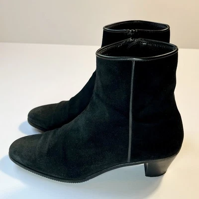 Botín de cuero de diseñador GRAVATI negro de gamuza con cremallera al tobillo ITALIA TALLA 5,5 Foto 1 de 4