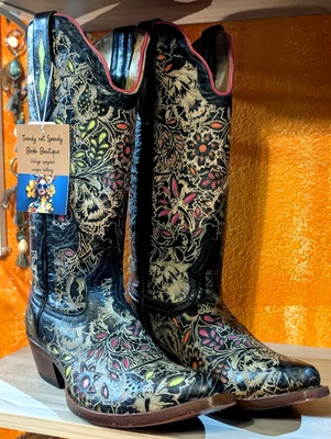 Johnny Ringo gorgeous snip toe womens genuine leather cowboy boots size 8, nice! - Image 1 of 4