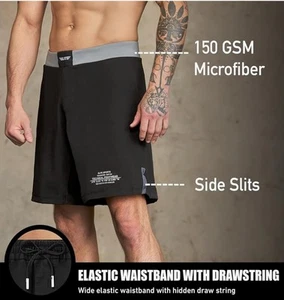 BJJ Shorts for Men – MMA Fight Shorts, No Gi, Jiu Jitsu, Grappling, Boxing, 2XL - Picture 1 of 5