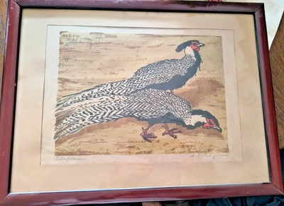 Martin Erich Philipp (MEPH) Farbholzschnitt "Silberfasane". 1916. - Bild 1 von 3