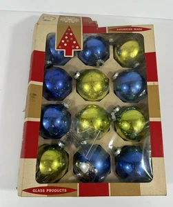 Brillante Brillante Brillante Coby Vintage Adornos de Navidad Vidrio Mercurio Retro Dorado Azul - Imagen 1 de 18