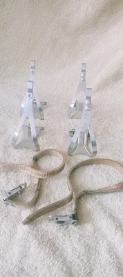 Vtg. CAMPAGNOLO Super Record Alloy & CHRISTOPHE Toe Clips (2 pairs) - Image 1 of 4