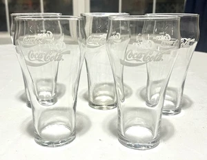 VTG Coca Cola Coke 6" Tall 16oz 1970s Set of 5 Glasses Clear w/White Letters - Picture 1 of 7