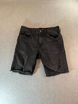 Old Navy Slim Flex Cutoff Denim Jean Shorts Men's 32 Faded Black Distressed - Image 1 of 4