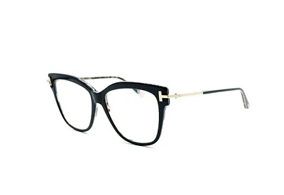 Óculos Tom Ford TF5704-B 005 preto brilhante/azul claro tamanho 54 novo - Imagem 1 de 4