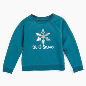 Lane Bryant~New With Tags~Toddler’s Teal Blue Let It Snow Graphic Sweatshirt~5T - Picture 1 of 8
