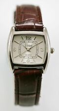 Vivani Watch Womens Stainless Steel Silver Leather Brown Water Res White Quartz