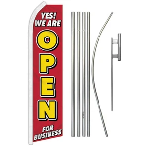 Open for Business Advertising Swooper Feather Flutter Flag & Pole Kit Open Sign - Picture 1 of 9