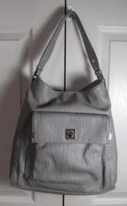 Jessica Simpson Gray Faux Leather Large Shoulder Bag #C2 - Picture 1 of 10