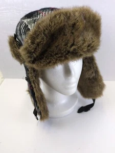 D&Y Trappermütze Einheitsgröße Winter Shapka kariert Winter Kunstfell Ohrenklappe - Bild 1 von 6