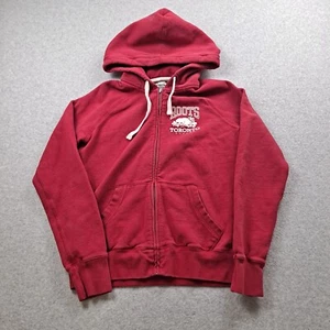 Roots Canada Hoodie Woman Medium Red Jumper Sweater Full Zip Athleisure Comfy - Picture 1 of 9
