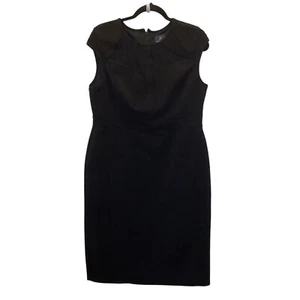 ADRIANNA PAPELL Womens Black Cap Sleeve Jewel Neck Party Sheath Dress 14 - Picture 1 of 19