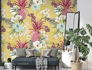 Papel pintado 3D flores piña mural desmontable autoadhesivo pegatina - Imagen 1 de 4