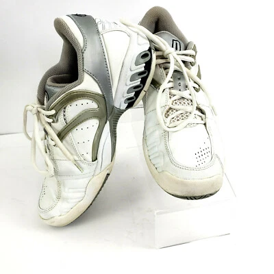 Zapatillas Tenis Prince, MC4, Mujer 8.5, Blanco/Plateado, Usadas en Excelente Condición Foto 1 de 4