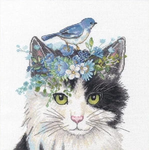 Cross Stitch Kit ~ Dimensions Floral Crown Cat #70-35433 - Picture 1 of 8