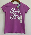 Girl's Cat & Jack Unicorn "Be A You Nicorn" Purple Shirt Sz M 7/8 Short Sleeve