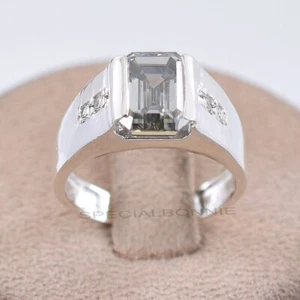 Certified 5.05Ct Emerald Cut Gray Diamond Ring-Amazing Shine & Bling VIDEO - Picture 1 of 8