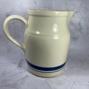 Vintage Roseville Friendship Pottery Co. Blue-Stripe Stoneware Pitcher 64-Ounce - Picture 1 of 18