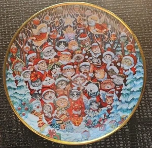 Franklin Mint Santa Claws Plate 8" Bill Bell Ltd Edition Christmas Cats Vintage - Picture 1 of 4
