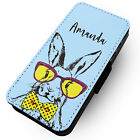Printed Faux Leather Flip Phone Case iPhone - Custom Heart Bowtie Rabbit
