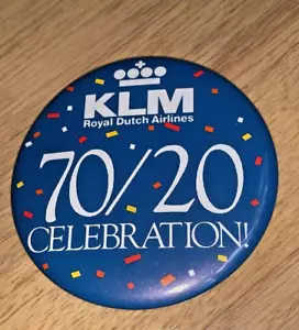 Vintage KLM ROYAL DUTCH AIRLINES Promotional Pin 70 / 20 CELEBRATION - Picture 1 of 2