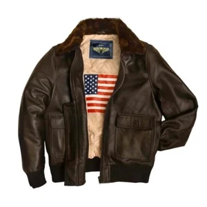 Handmade Mens Aviator Flight Bomber A2 Biker Jacket - Mens Leather Jacket - Picture 1 of 2