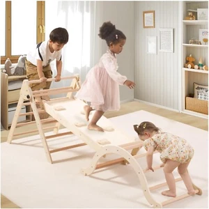 3-in-1 Pikler Dreieck Set - Holz Klettergerüst mit Rutsche für Kinder 36 Monate+ - Bild 1 von 1