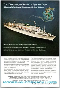 1964 Moore-McCormack Kreuzfahrtschiff Linien Südamerika Afrika Vintage Printanzeige - Bild 1 von 1