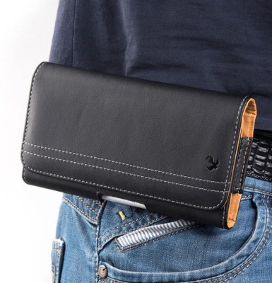 для Apple iPhone — ЧЕРНЫЙ кожаный чехол, держатель для карт, зажим для ремня, петля, кобура, чехол - Изображение 1 из 4