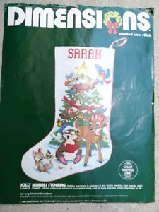 Vintage Rare 1984 Dimensions Jolly Animals Stocking Cross Stitch Kit #8313 - Picture 1 of 11