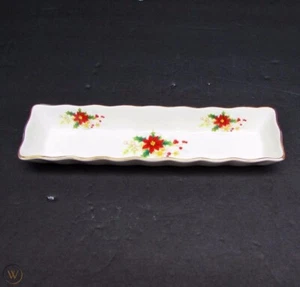   ROYAL ALBERT POINSETTIA INGLATERRA Bandeja Galleta Soporte Dorado 8" - Imagen 1 de 2