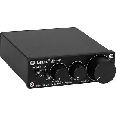 Lepai LP-275S Digital Hi-Fi 2 x 75W Bluetooth 5.1 Amplifier with Power Supply - Image 1 of 3