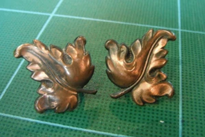 Pendientes Vintage Cobre Tornillo - Diseño Hoja - Mediados de Siglo - Imagen 1 de 7