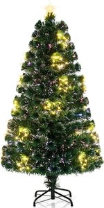 5 FT Pre-Lit Fiber Optic Christmas Tree, Artificial Tree W/170 Branch Tips, 257 - Picture 1 of 12