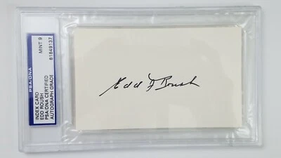 Edd Roush Signed Autograph Auto Index Card PSA/DNA Slab Reds Giants HOF MINT 9 - Image 1 of 2