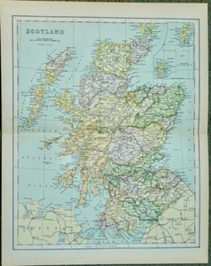 Vintage Map, Scotland, 1901, 31.3 x 32.5 cm.We Sell Guaranteed Absolutely.. - Picture 1 of 1